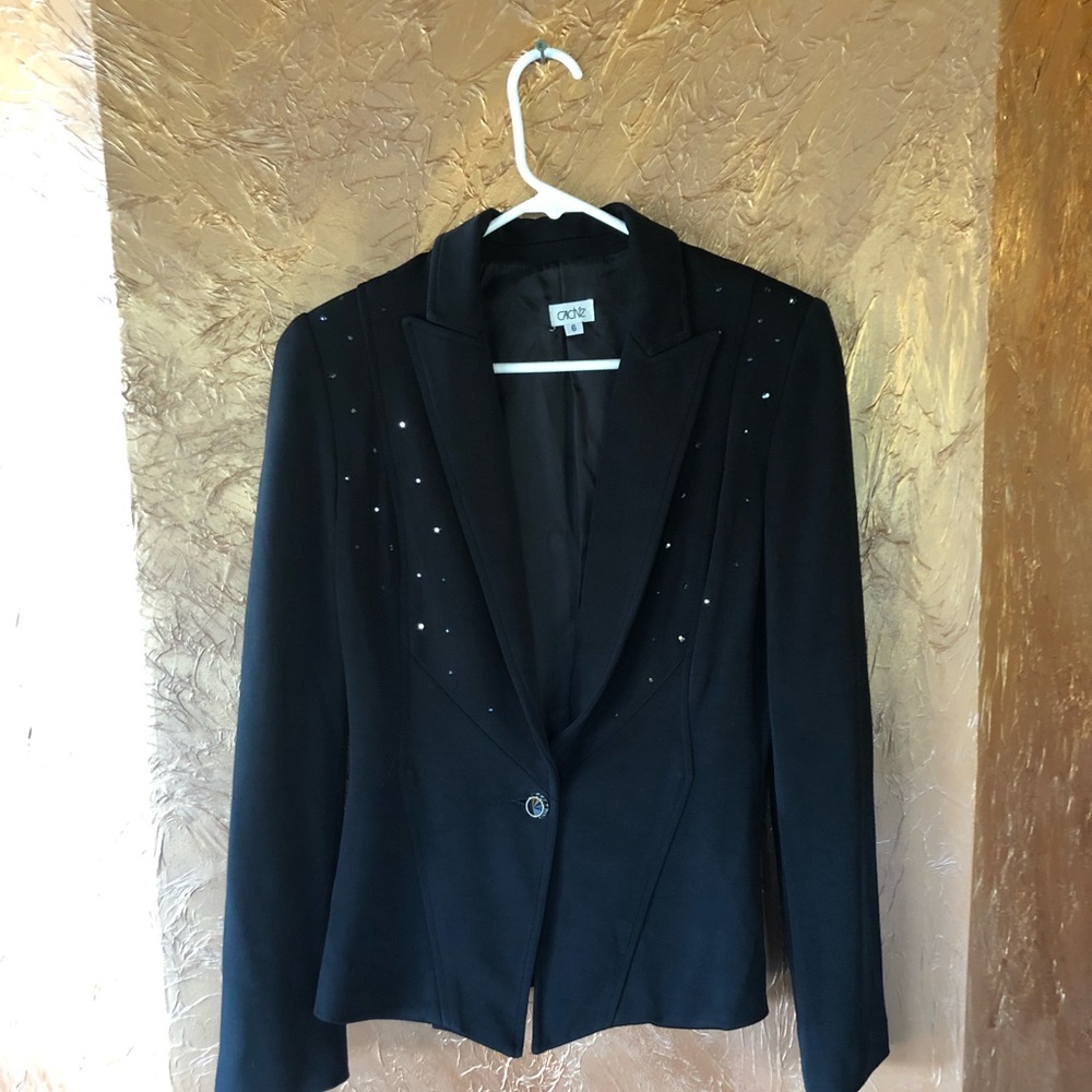 NWOT CACHE Black Rhinestone Formal Black Jacket
